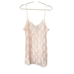Kathy Ireland Slip Dress Size L Vintage Lingerie Lace Beaded Sequin